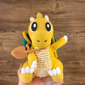 Handmade Amigurumi Crochet Pokemon Dragonite Plushie